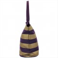 9205- PURPLE & GOLD STRIPES CANVAS TOTE BAG